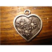 Bouton métal coeur et edelweiss